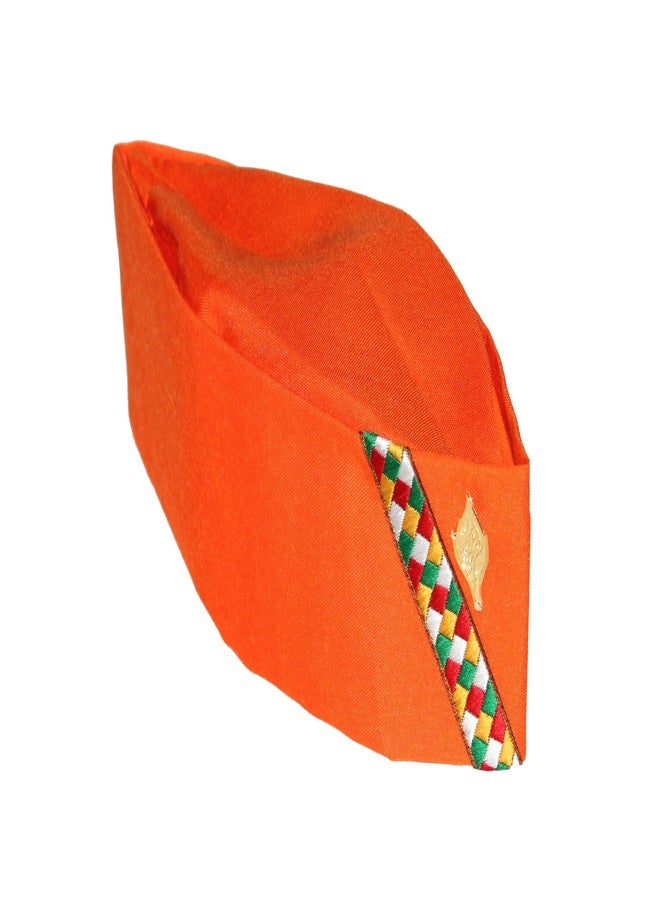 Yanwenx Cotton Uttarakhand Pahadi Topi, Brahmakamal Uttarakhand Cap, Himachali Cap (Set of 2),Orange|Maroon - Image 2